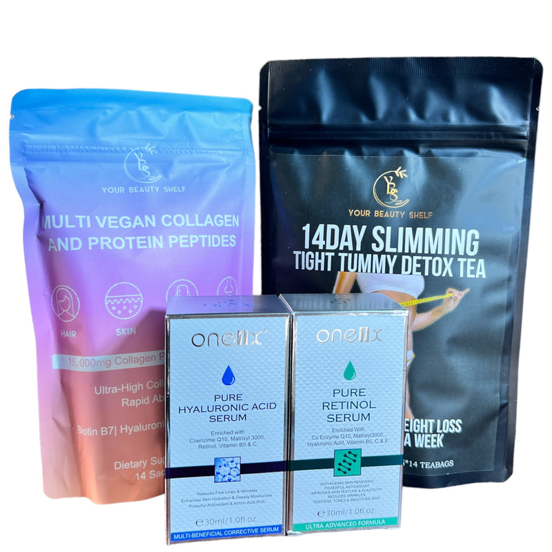 Collagen, Slim Tea, Hyaluronic Acid and Retinol serums - Bundles